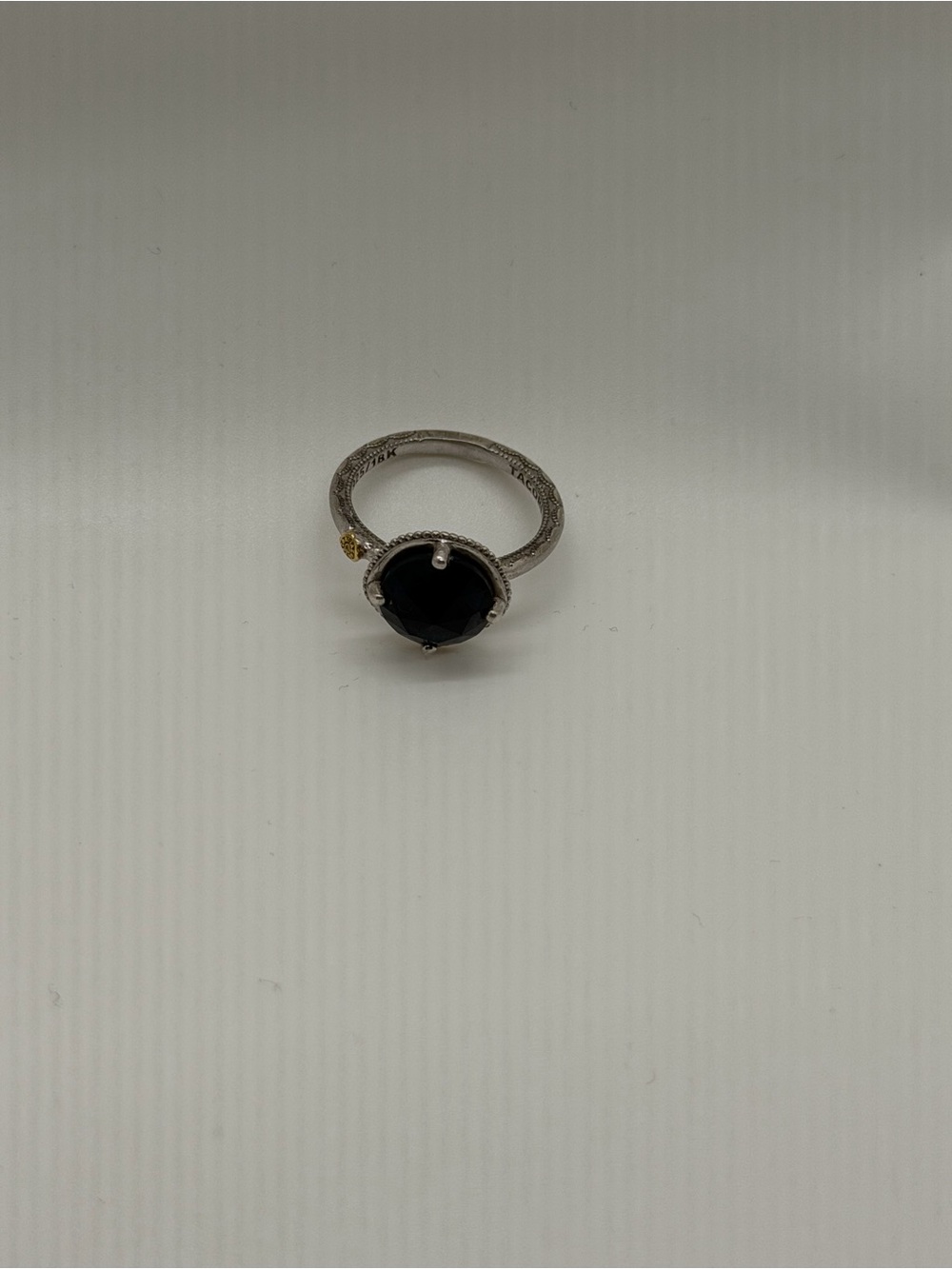 Tacori 925 Sterling Silver 18K Gold Blue Topaz Ring Size 7